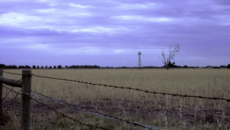 drought stricken farm land with a windmill and tree in the background