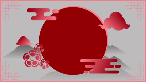 animación de un círculo rojo para el año nuevo chino