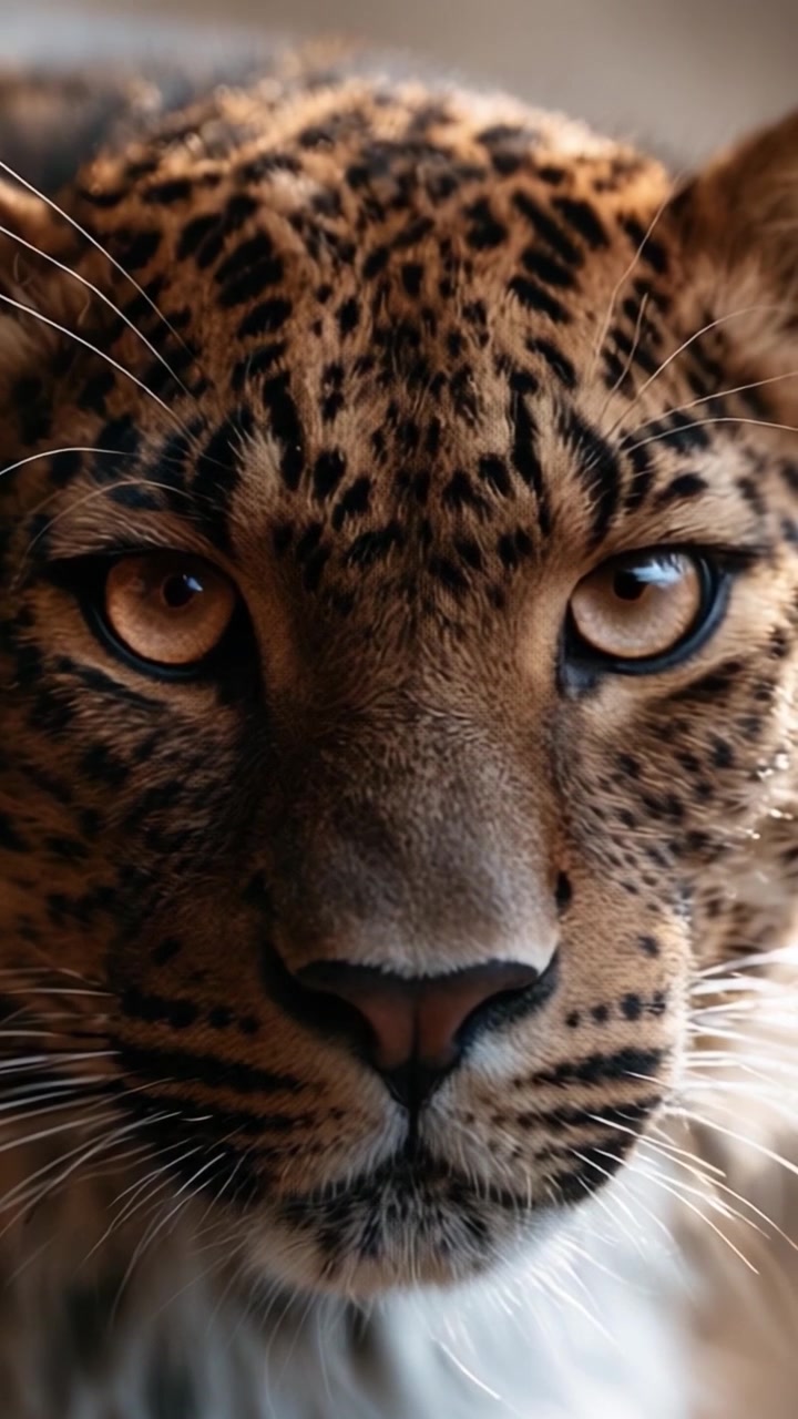 Görkemli Bir Leoparın Eşsiz Beneklerini ve Çarpıcı Bakışlarını Sergileyen Yoğun Yakın Çekim, Vahşi Kedilerin Doğal Yaşam Alanlarındaki Güzelliğini Vurguluyor