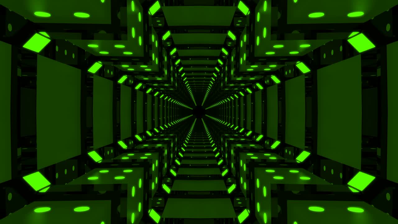 túnel de bucle abstracto futurista verde