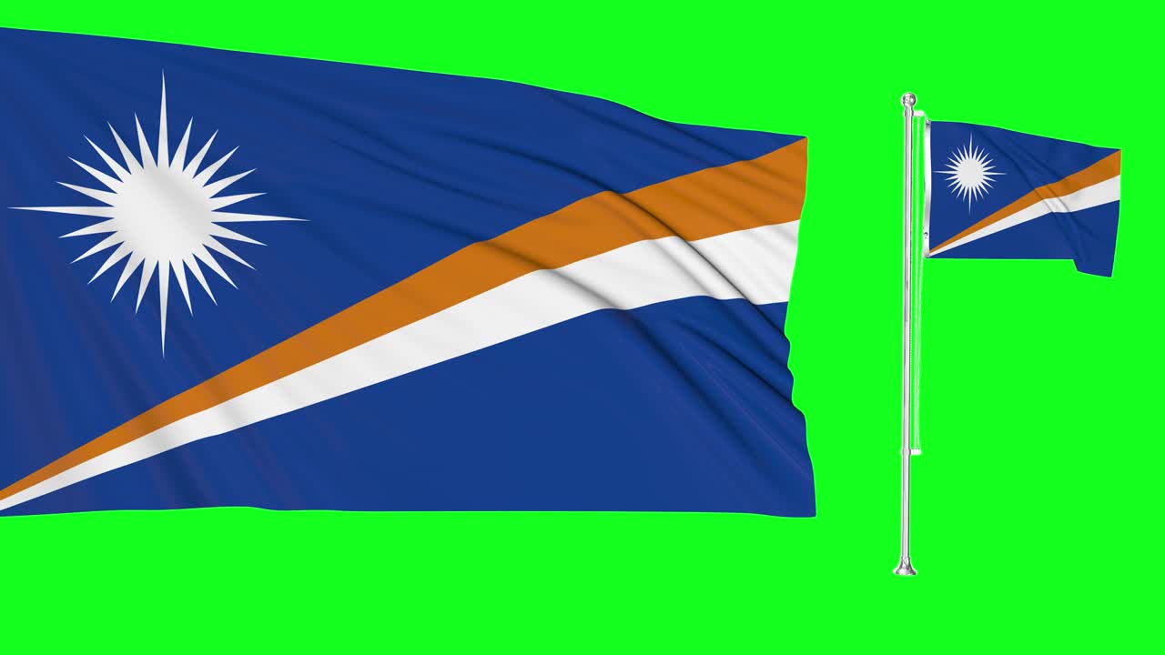 pantalla verde islas marshall dos banderas marshallese estandarte de la bandera animación 4k 3d clave de croma