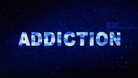 Addiction text digital noise twitch and glitch effect tv screen loop animation background login and