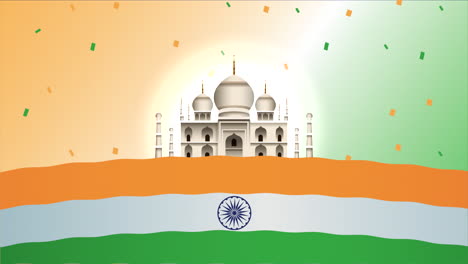 día de la independencia de la india con el taj mahal y la bandera