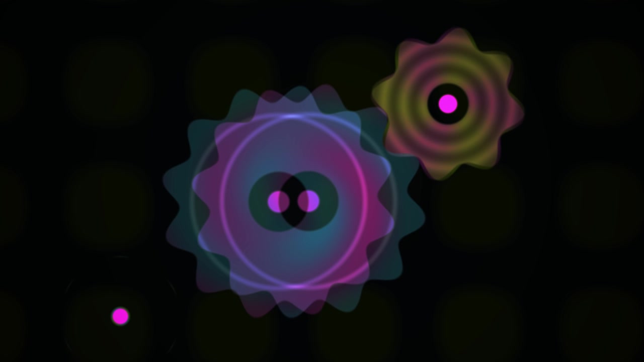 Abstract Neon Gears Rotating and Interacting Seamlessly
