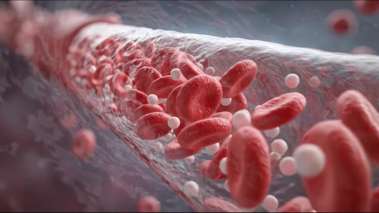 Red Blood Cells Flowing Through a Human Vein