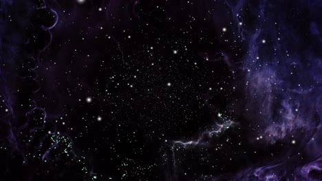 nebula clouds moving with stars around them in the universe