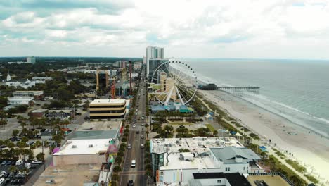 aerial rise-up shot of skywheel at myrtle beach in south carolina