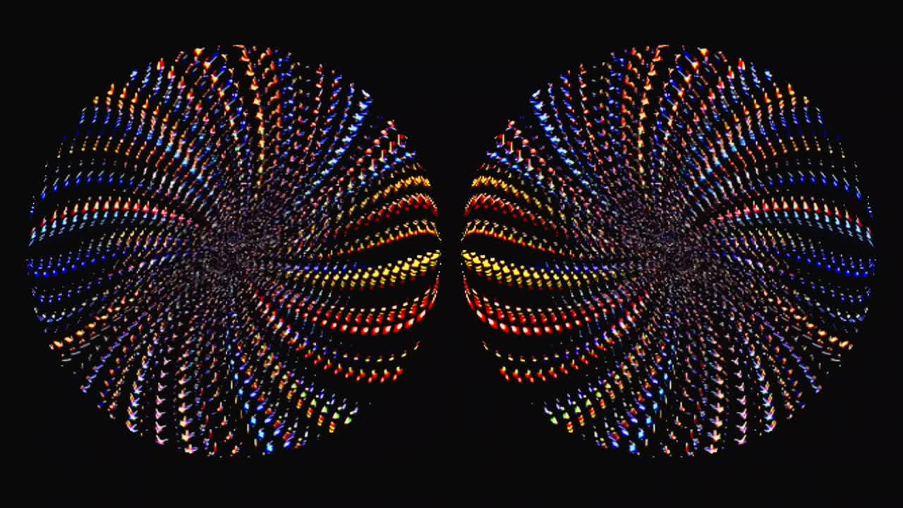 animación de giro suave girando coloridas formas de luz parpadeante, sobre un fondo negro