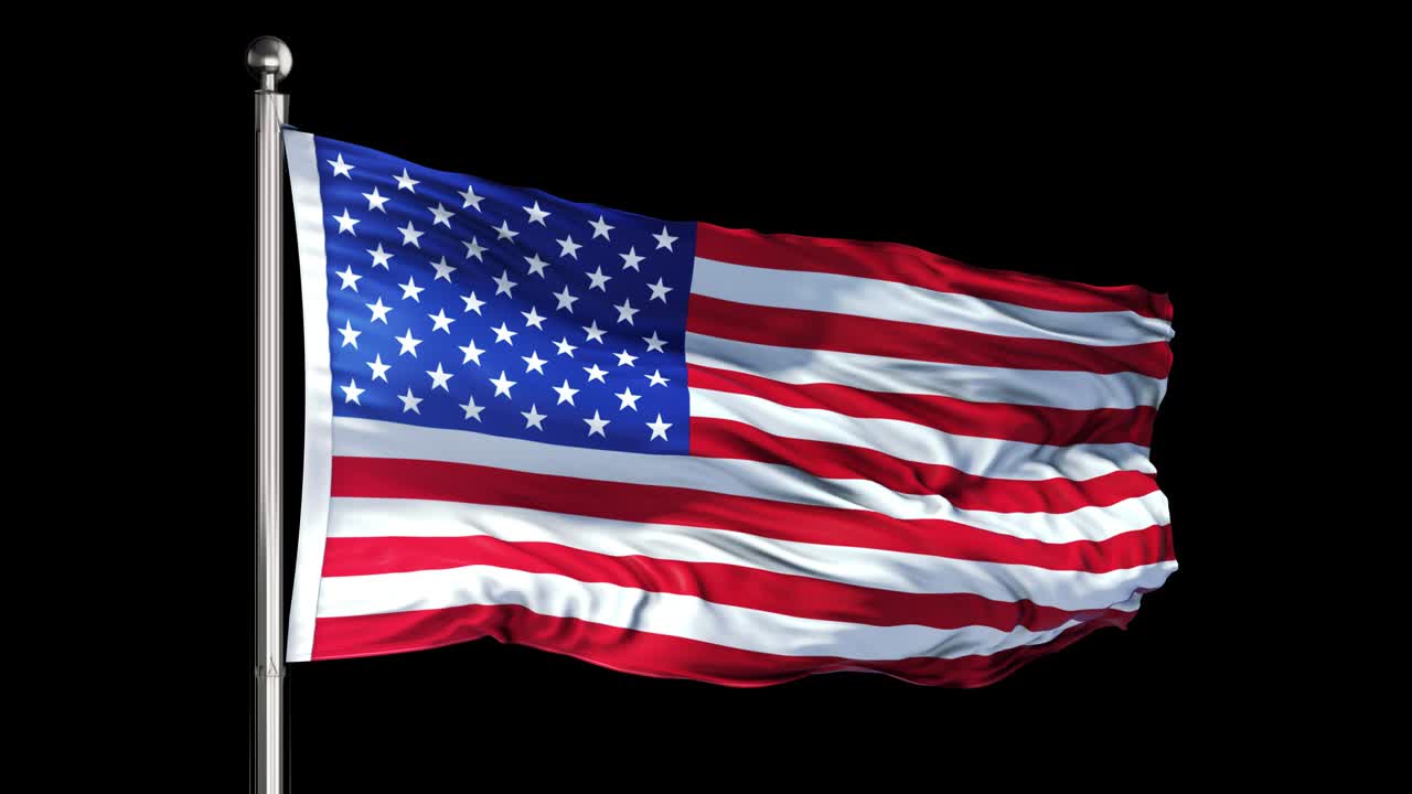 USA Flag loop 4K-With Alpha Channel