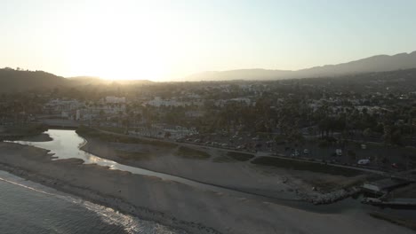 Aerial-of-Santa-Barbara-during-sunset