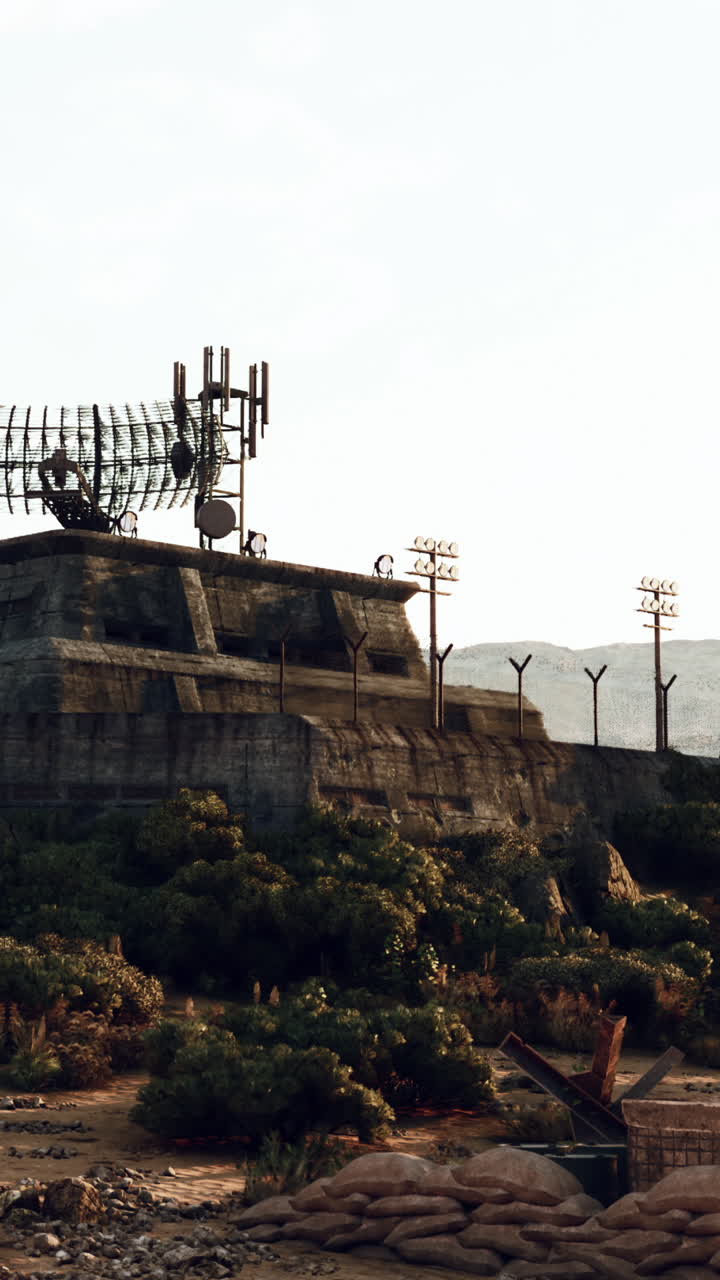 사막에 있는 버려진 군사 레이더 스테이션