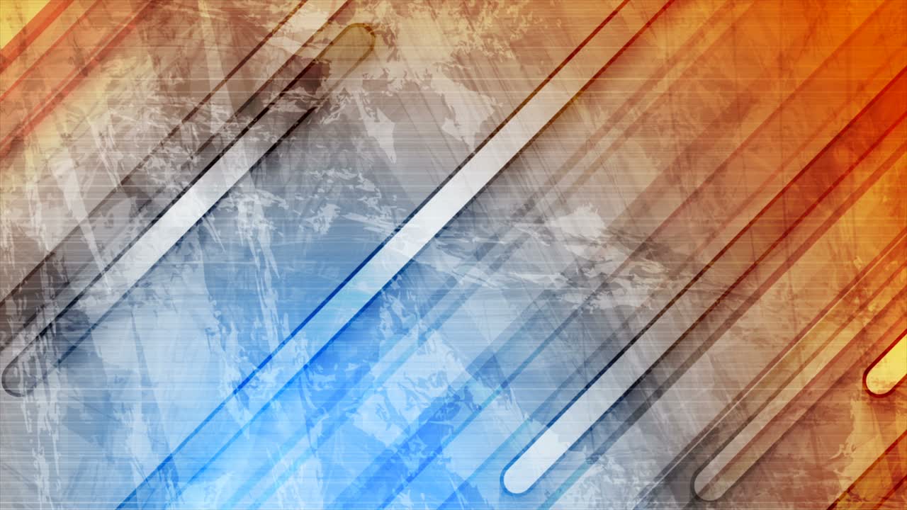animación de video de grunge geométrico naranja y azul