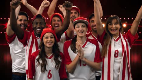 Group-of-fans-cheering-for-their-team