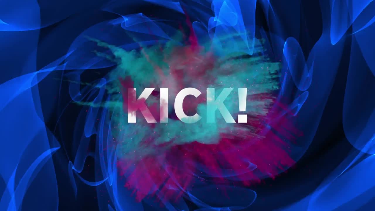 animación del texto de patada en fondo azul