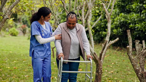 retirement, old woman with walker