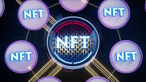 nft token no fungible. concepto de arte criptográfico. bucle de criptomoneda animación en 3d