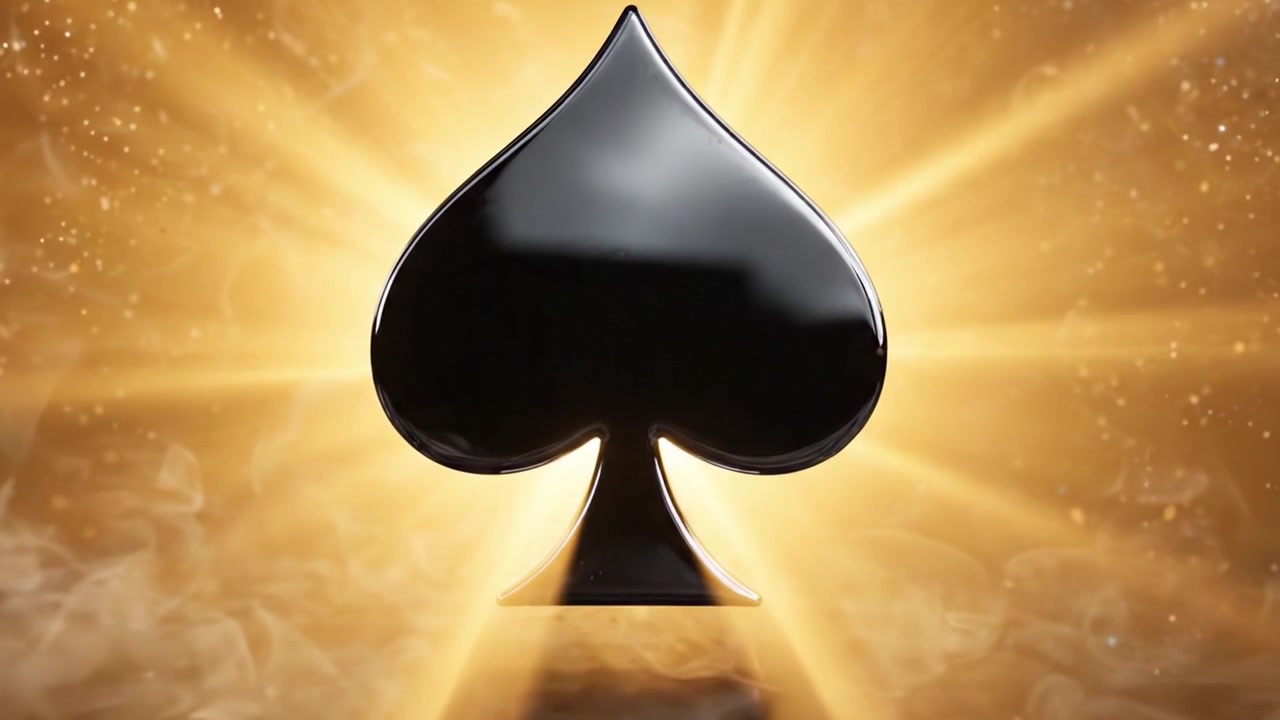 A Captivating Dual Transformation of a Sleek Black Spade Icon Radiating in Mysterious Light and Texture, Evolving from Darkness to Brilliant Brilliance.