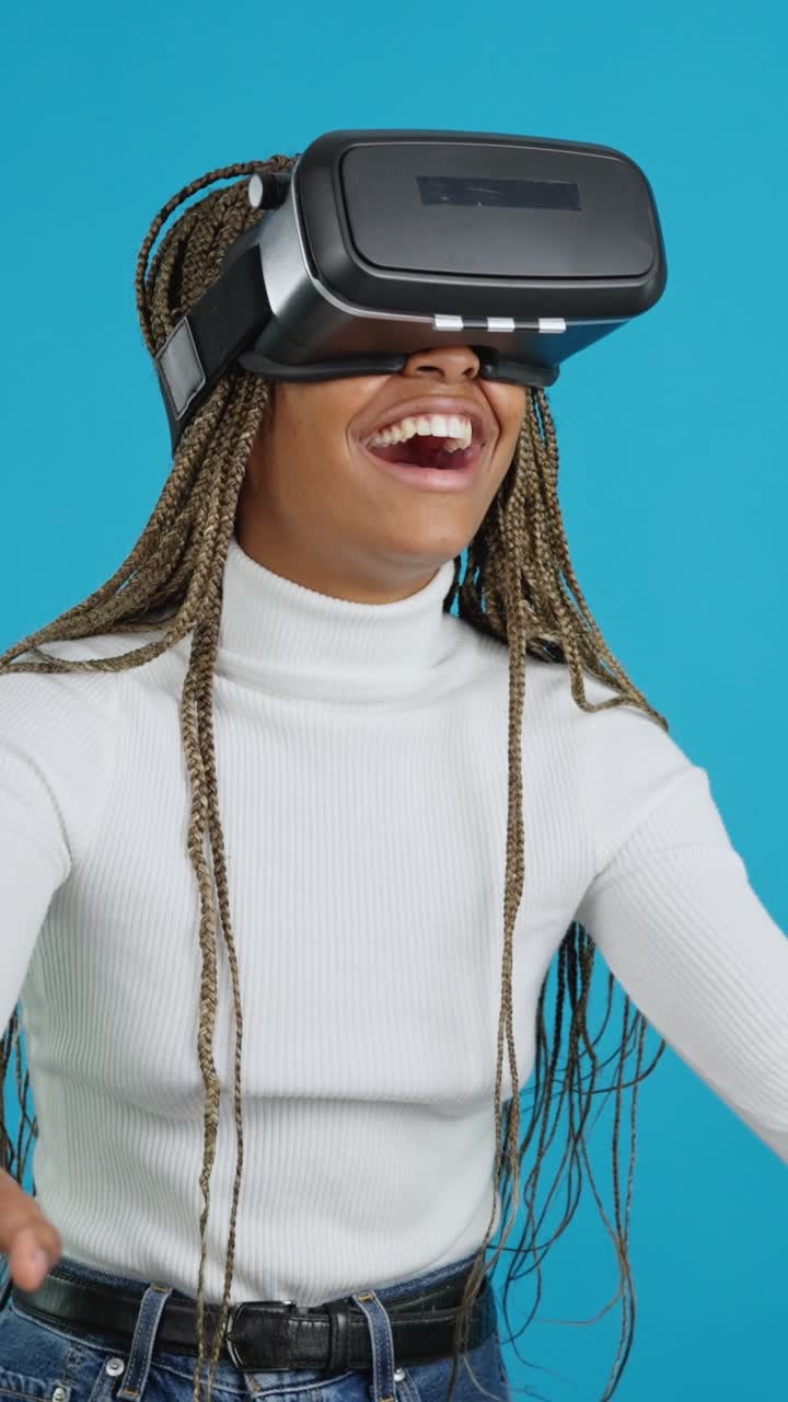 Woman experiencing virtual reality with VR headset