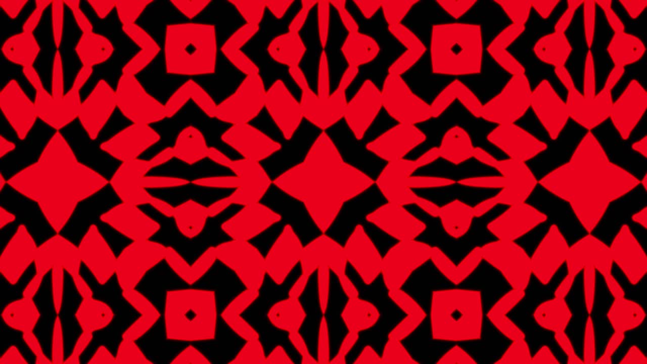 fondo de patrón sin costuras geométrico rojo abstracto. rayas abstractas bucle de caleidoscopio. rápido psicodélico colorido kaleidoscopio vj fondo. discoteca fondo abstracto. efecto caleidoscope