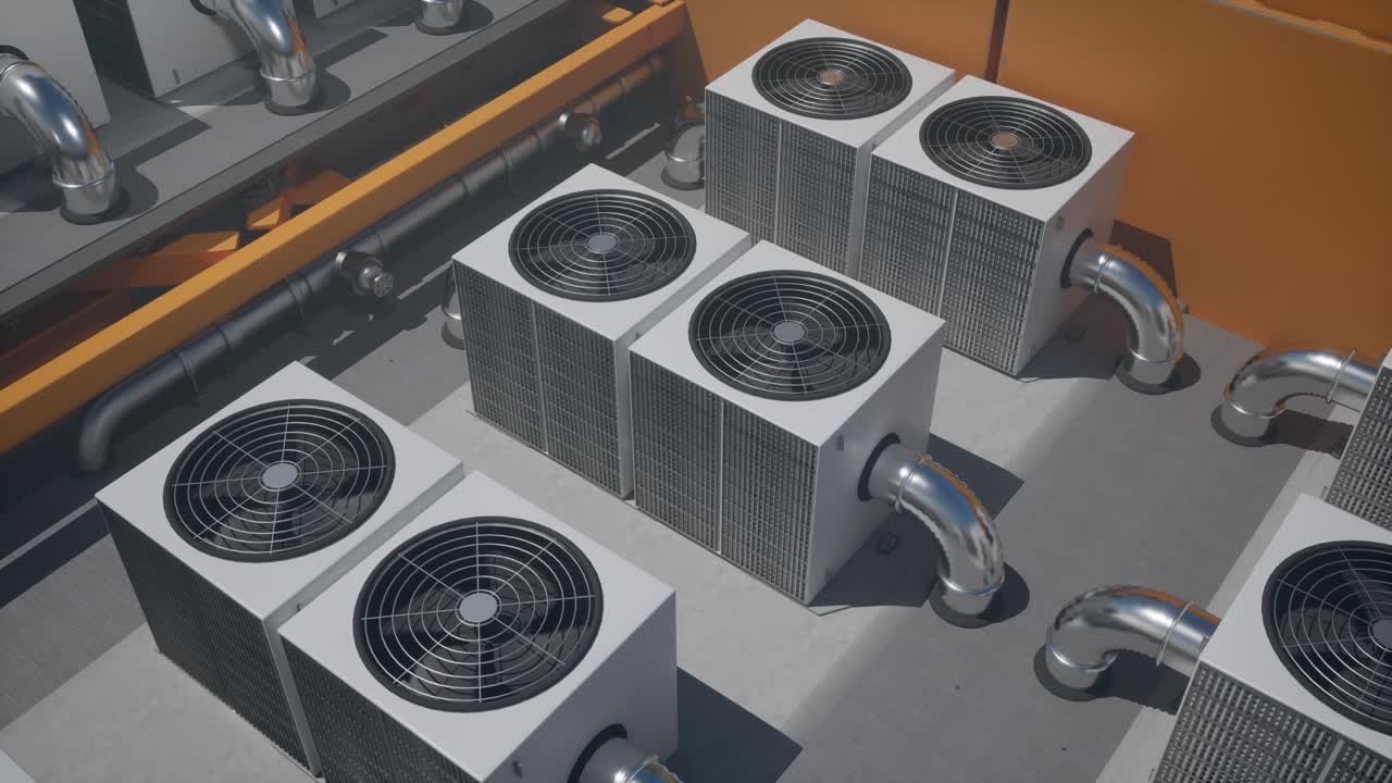 Array of HVAC Units on a Rooftop of a Modern Building