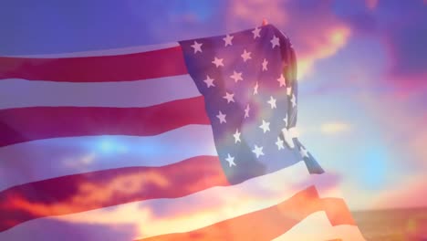 la bandera estadounidense y el cielo