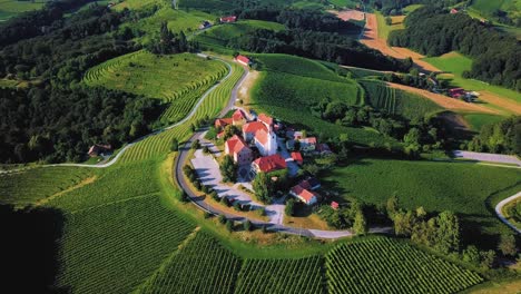 aerial drone footage of svetinje which is a small village in the municipality of ormož in northeastern slovenia