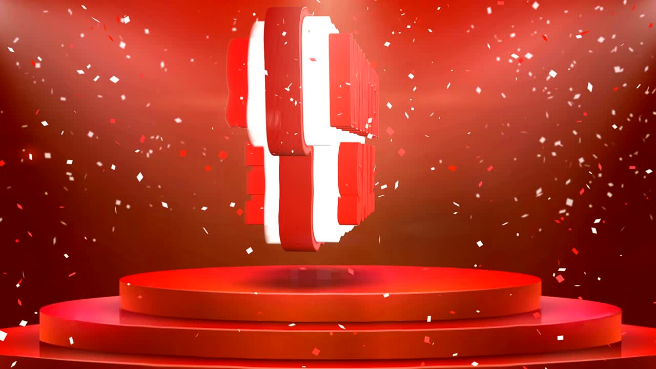 겨울 판매 텍스트 애니메이션 무대 포디움 콘페티 루프 애니메이션