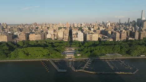aerial view of new york city's upper west side. shot on a summer day
