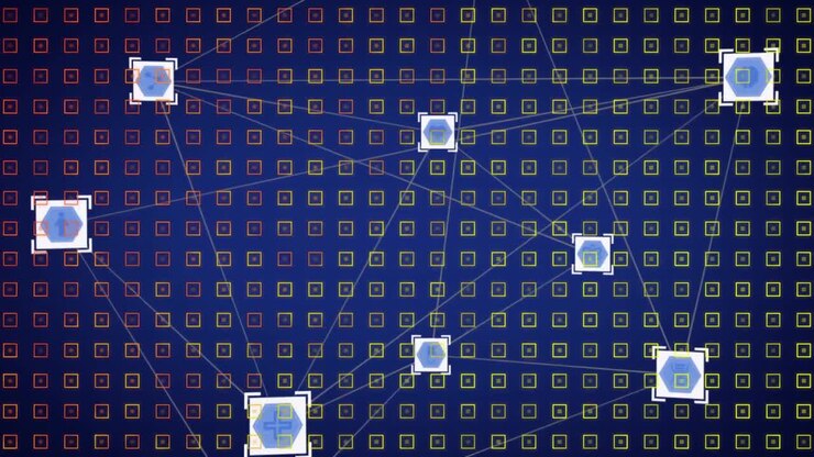 Animation of network of connections on digital background