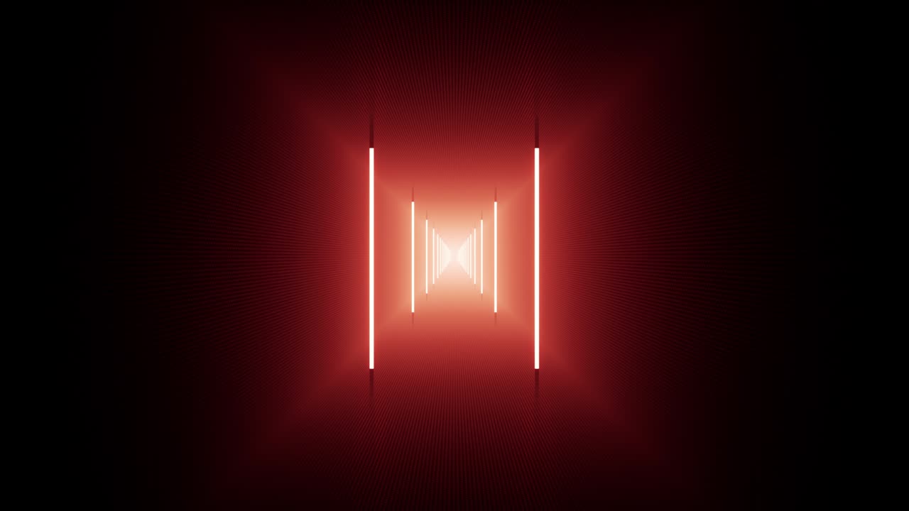 lámpara fluorescente roja brillante en el pasillo