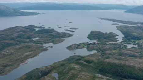 Mountain-Ranges-Around-The-Norwegian-Sea-From-Luroy-With-Rocky-Island-In-Norway