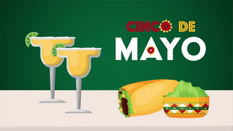 마가리타와 음식과 함께 멕시코의 cinco de mayo 축제