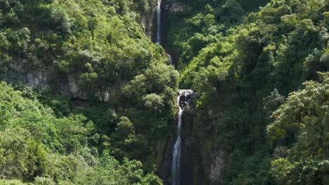 clip of a beautiful large waterfall in the neighborhood of puichig, mejia canton, province of pichincha, ecuador