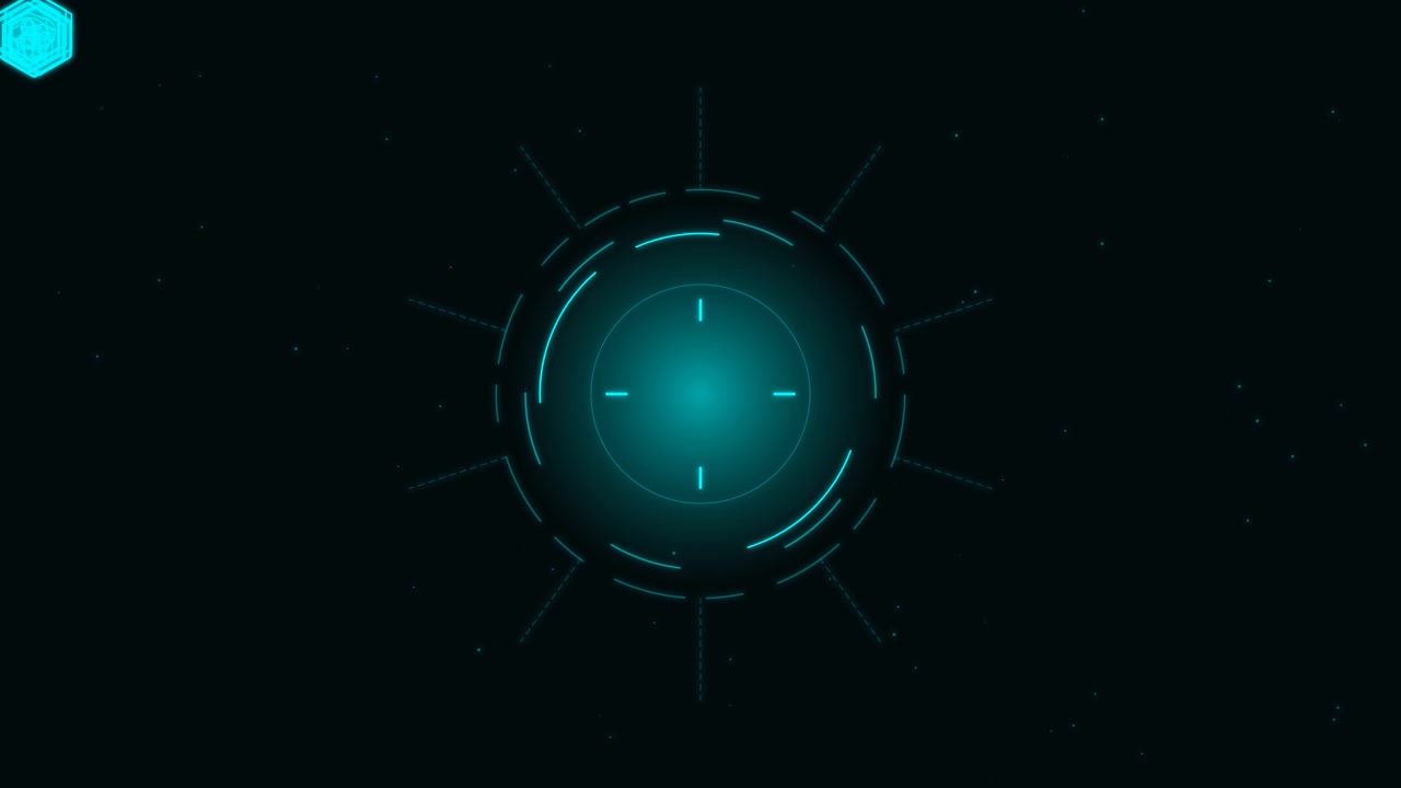 Futuristic Digital HUD Interface with Glowing Cyan Target Reticle