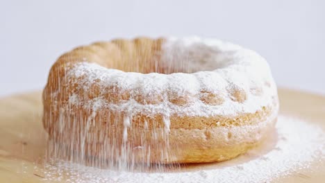 close up of traditional cake with powdered sugar for easter