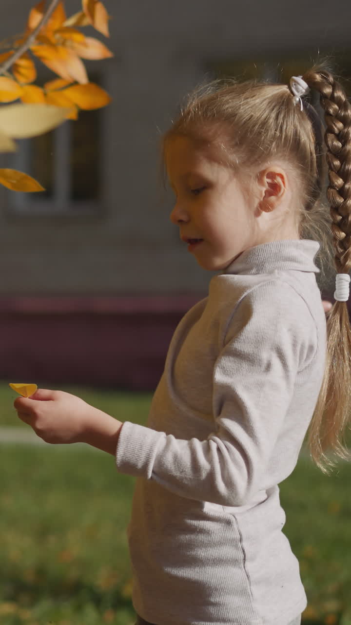 тетя с инвалидностью и маленькая племянница весело проводят время в осеннем парке. молодая женщина и девочка дошкольного возраста изучают ярко-желтые сушеные листья и счастливо играют вместе вблизи