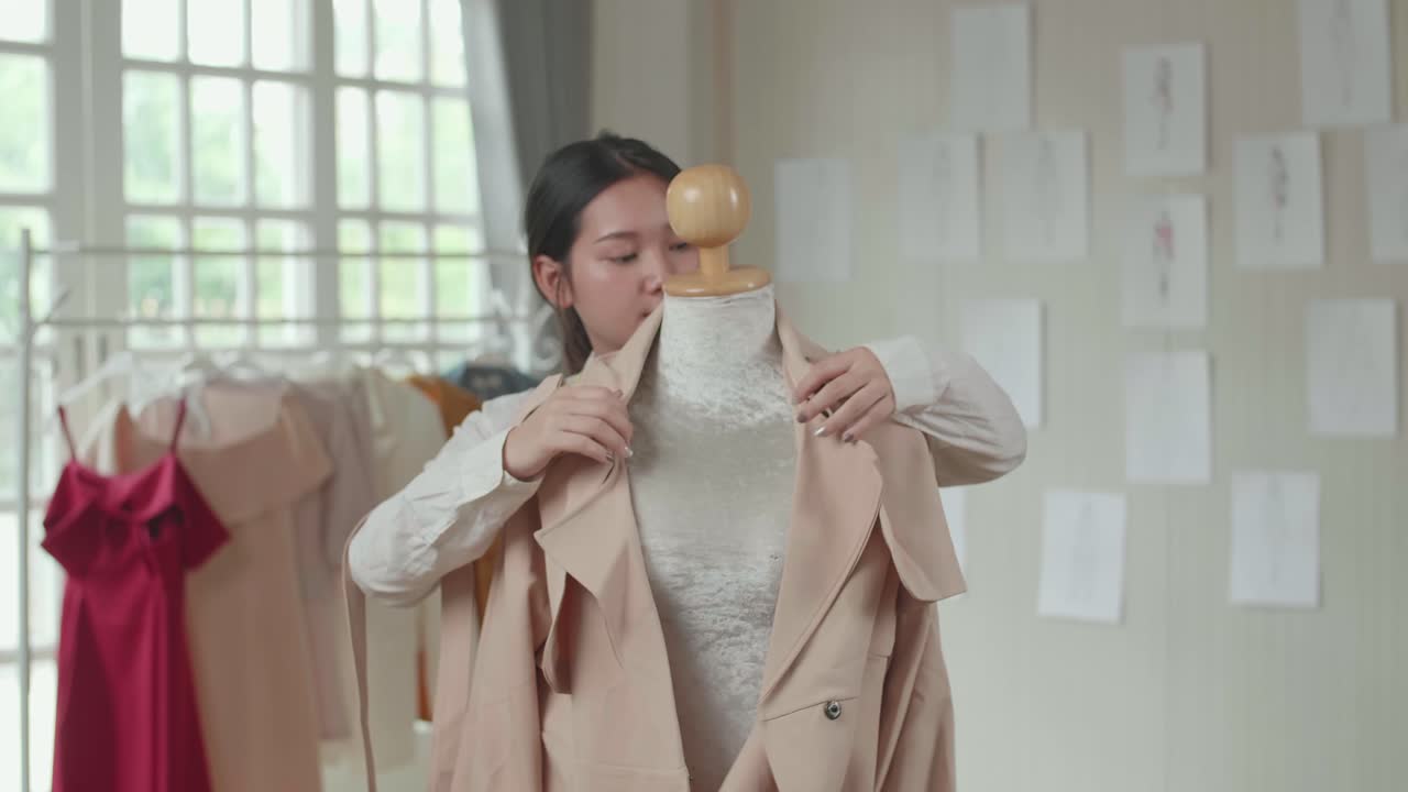 Fashion Designer Working on a Coat Design