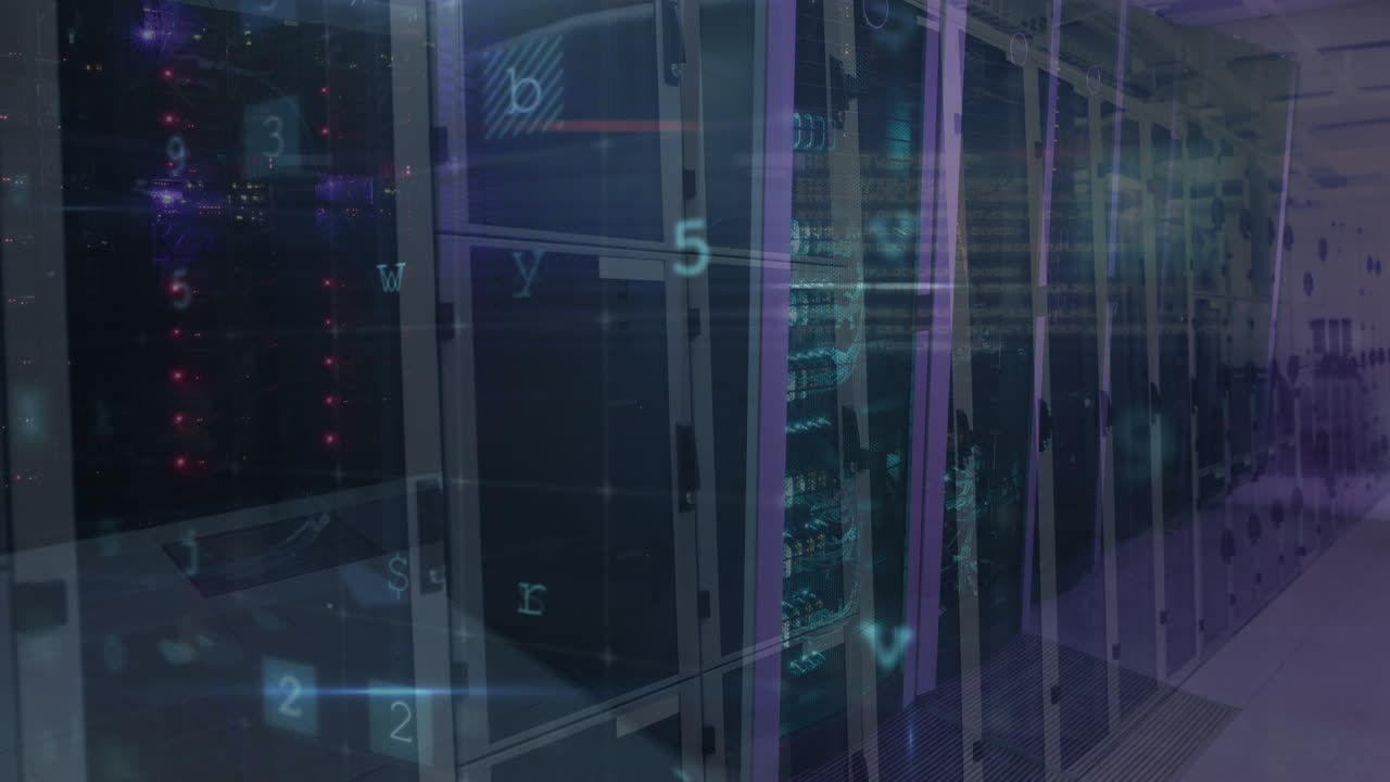 Animation of data processing over server room