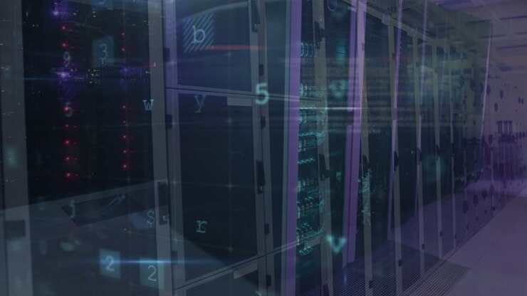 Animation of data processing over server room