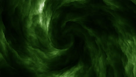 nube verde mística profunda que fluye en el espacio exterior negro