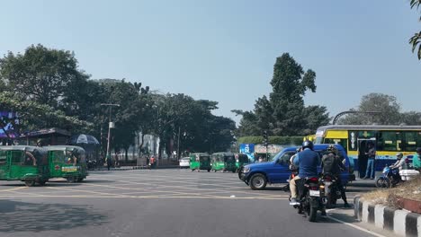 busy city intersection in bangladesh