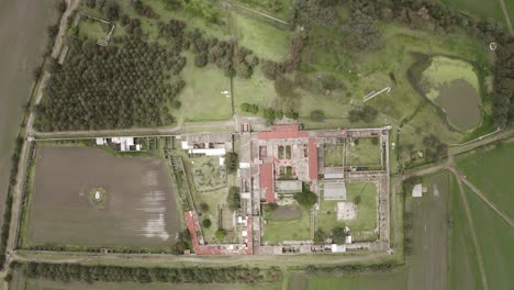 Aerial-Bird's-Eye-View-Above-Hacienda-Ixtafiayuca-Ranch-in-Mexico