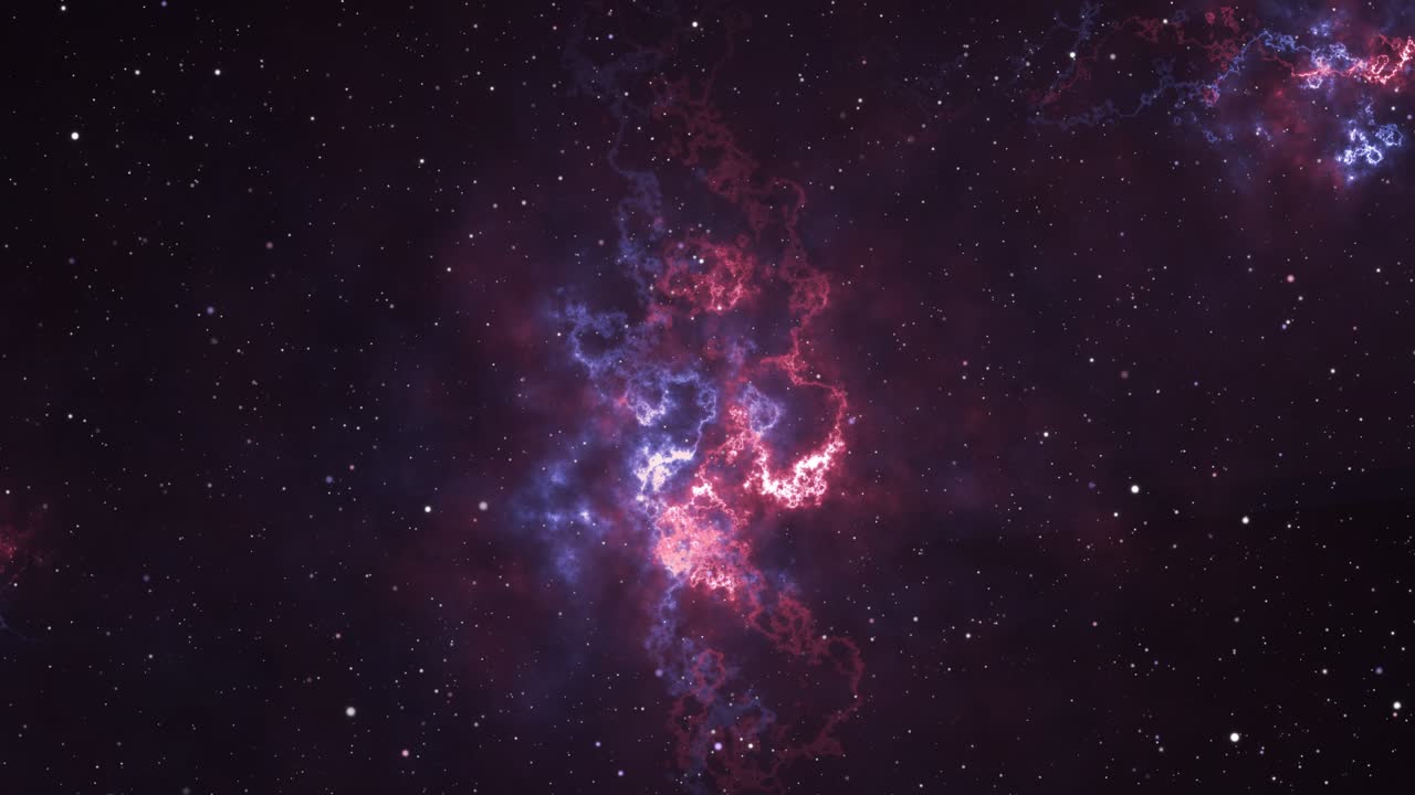 4K 3D-rendering af rumrejse til Helix-tågen, dyb tåge i rummet med flyvende stjerneblus