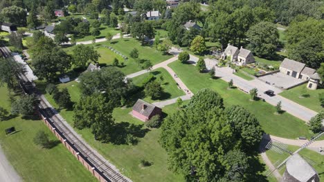 daily life in historic greenfield village, dearborn, michigan, usa, aerial view