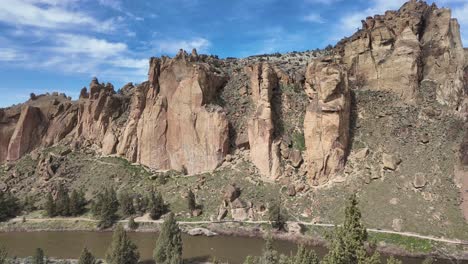 us, oregon, terrebonne, smith rock, 2025-04-11 - hyperlapse of rock climbers on the morning glory wall on the mountain with the crooked river at the bottom. taken over 30 minutes in the spring.