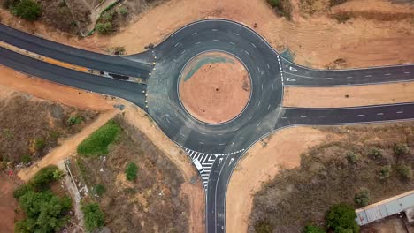 aerial view of a roundabout in construction