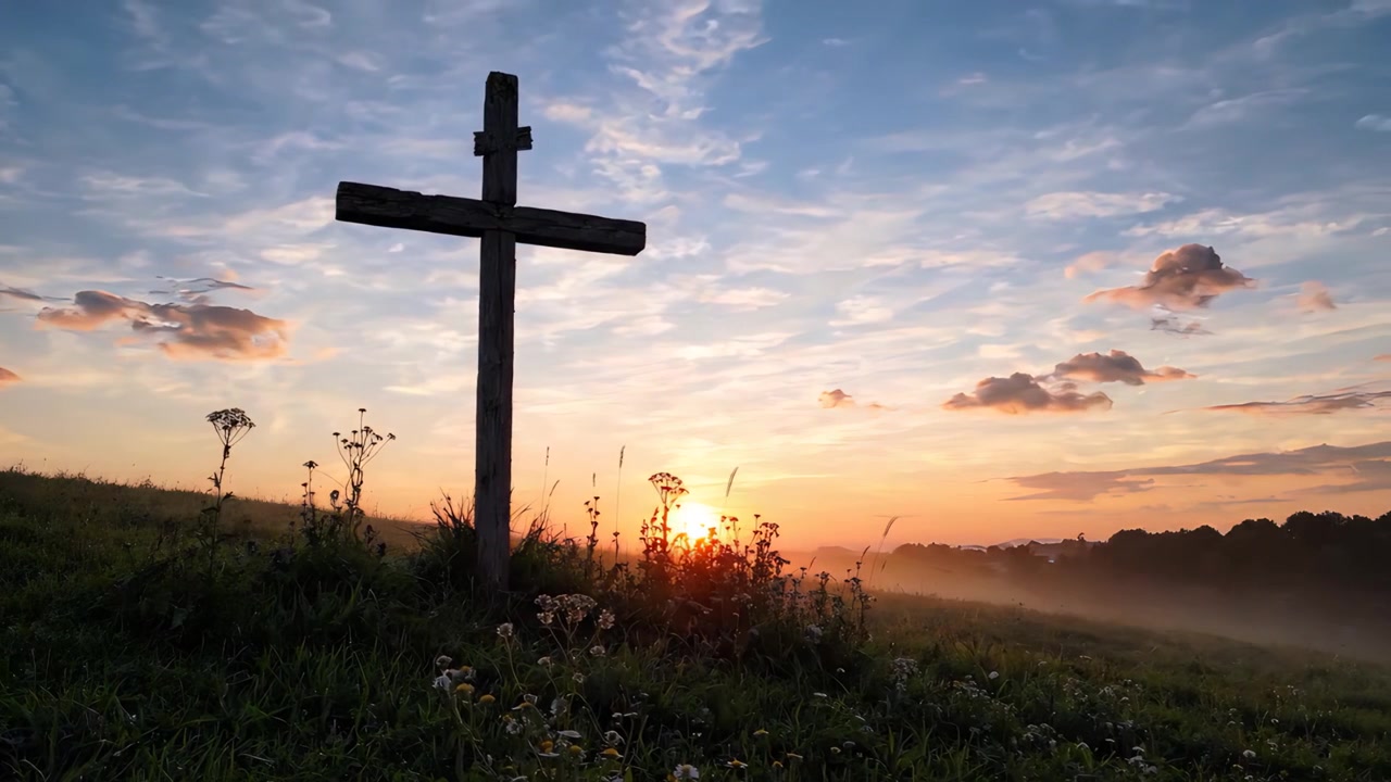 Christliches Kreuz Himmlisches Licht Anbetungshintergrund 4K