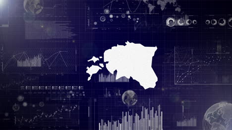 estonia país antecedentes corporativos con elementos abstractos de gráficos de análisis de datos i mostrando análisis de datos video tecnológico con globo, crecimiento, gráficos, datos estadísticos de estonia país
