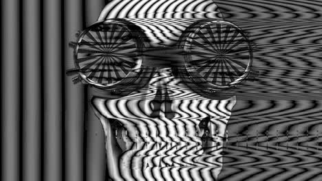 cráneo humano con gafas de sol