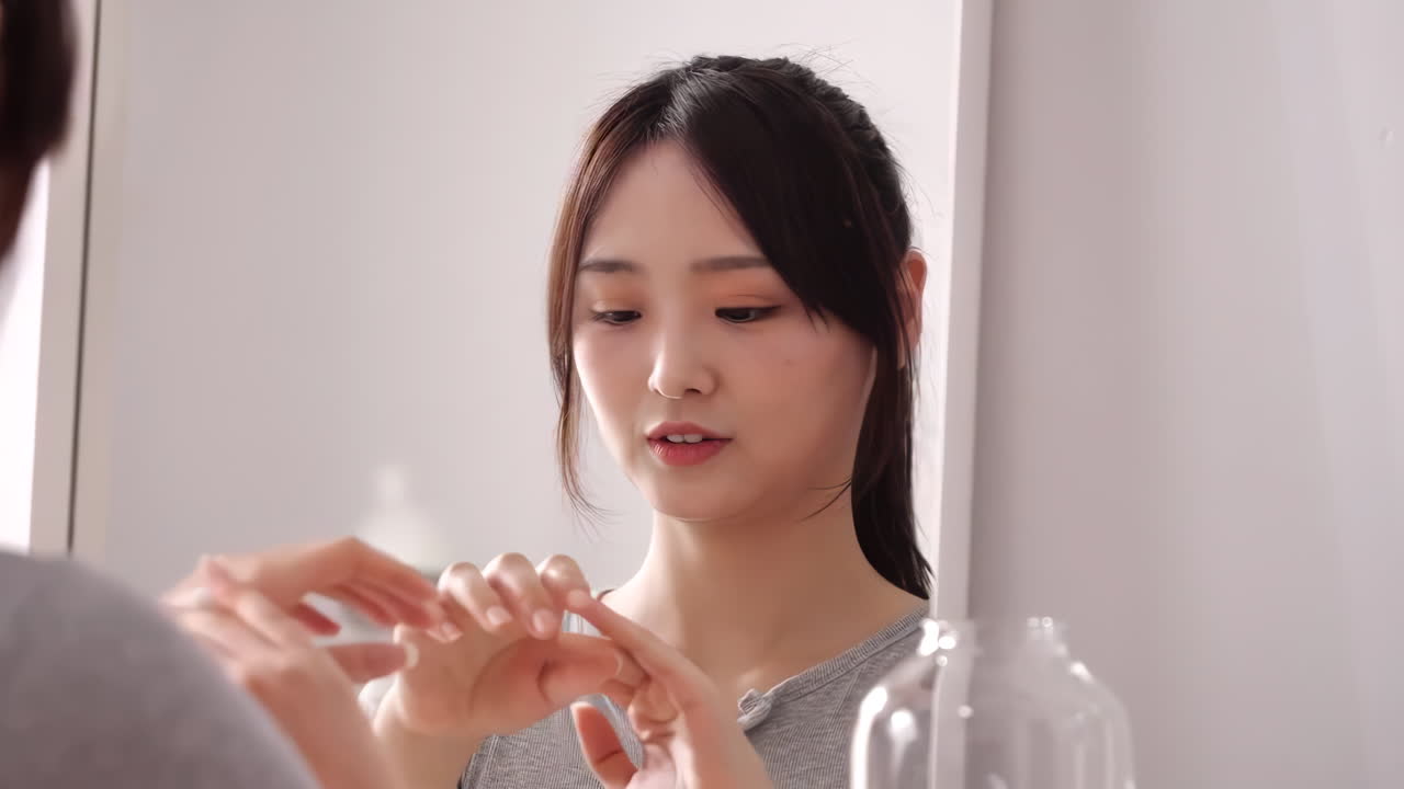 様々な化品,アイシャドウ,リップスティックに囲まれた,多くのメイクアップブラシを持つプロの若い女の子モデル